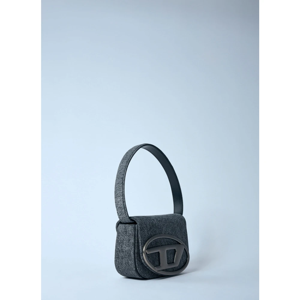 Diesel Handtas met voorlogo-plaat en riem Gray Unisex