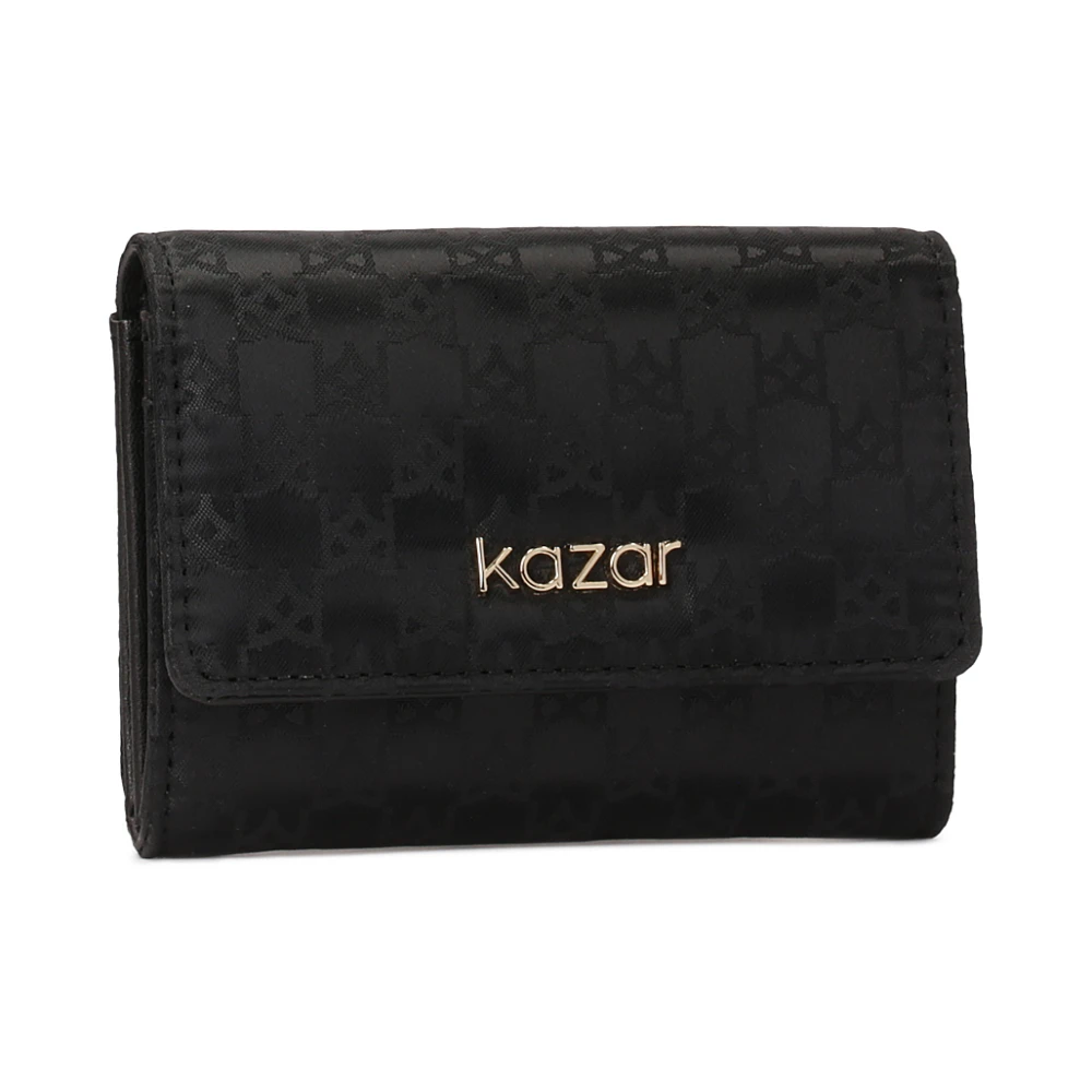 Kazar Logo-tekstureerde zwarte stoffen portemonnee Black Dames