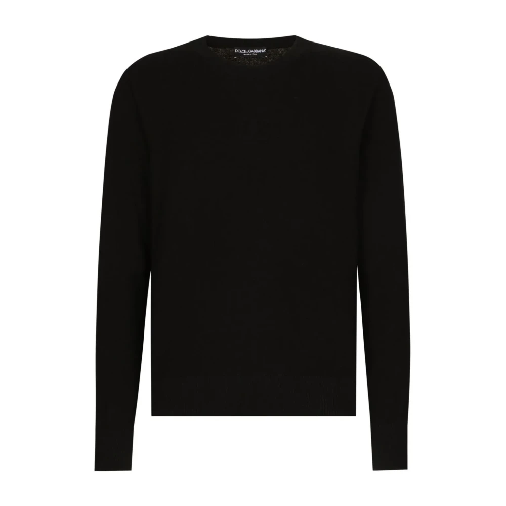 Dolce & Gabbana Zwarte Wol Kasjmier Gebreide Trui Black Heren