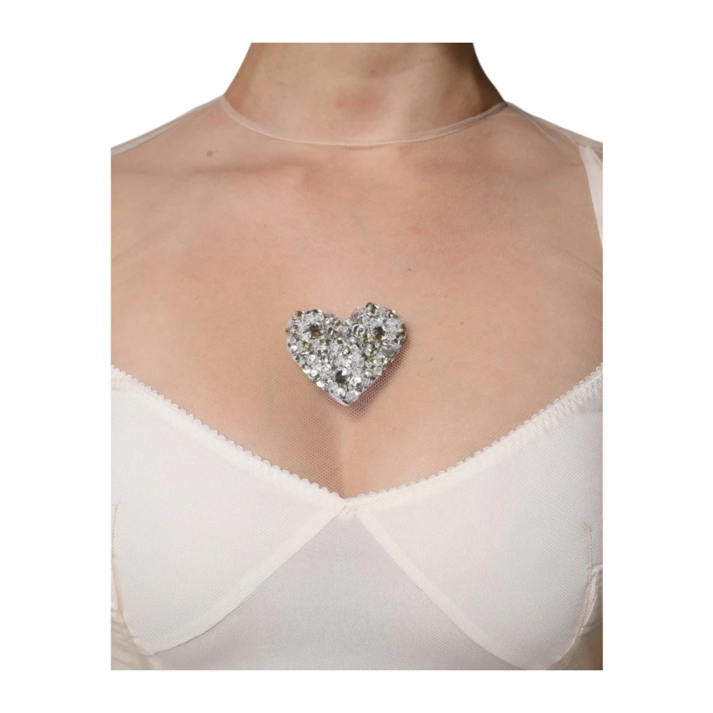 Dolce & Gabbana Doorschijnende Tule Bustier Midi Jurk White Dames
