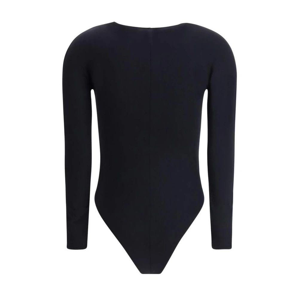 Wolford Elegant V-hals Lange Mouw Bodysuit Black Dames