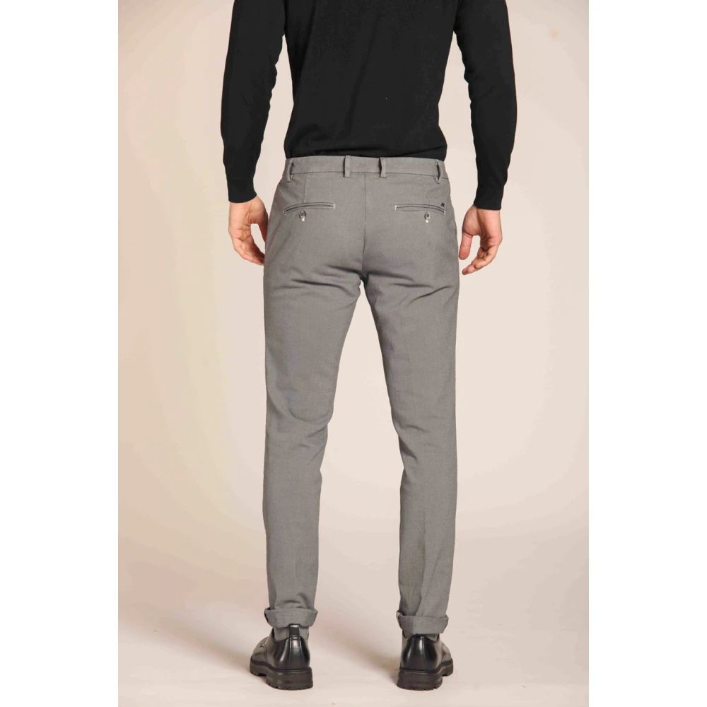 Mason's Milano Style Chino Broek Katoen Stretch Gray Heren