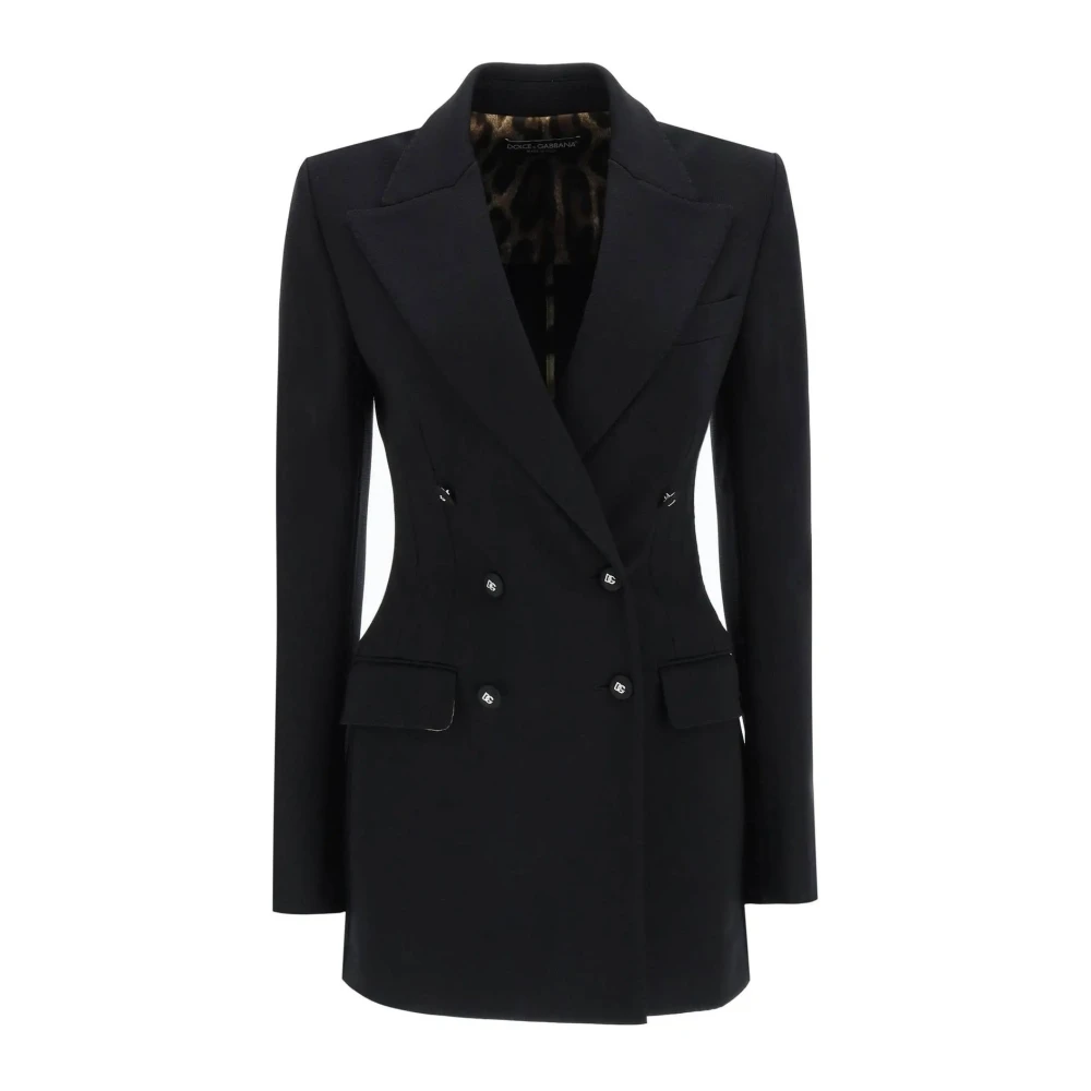 Dolce & Gabbana Double-breasted blazerjas met pieklapels Black Dames