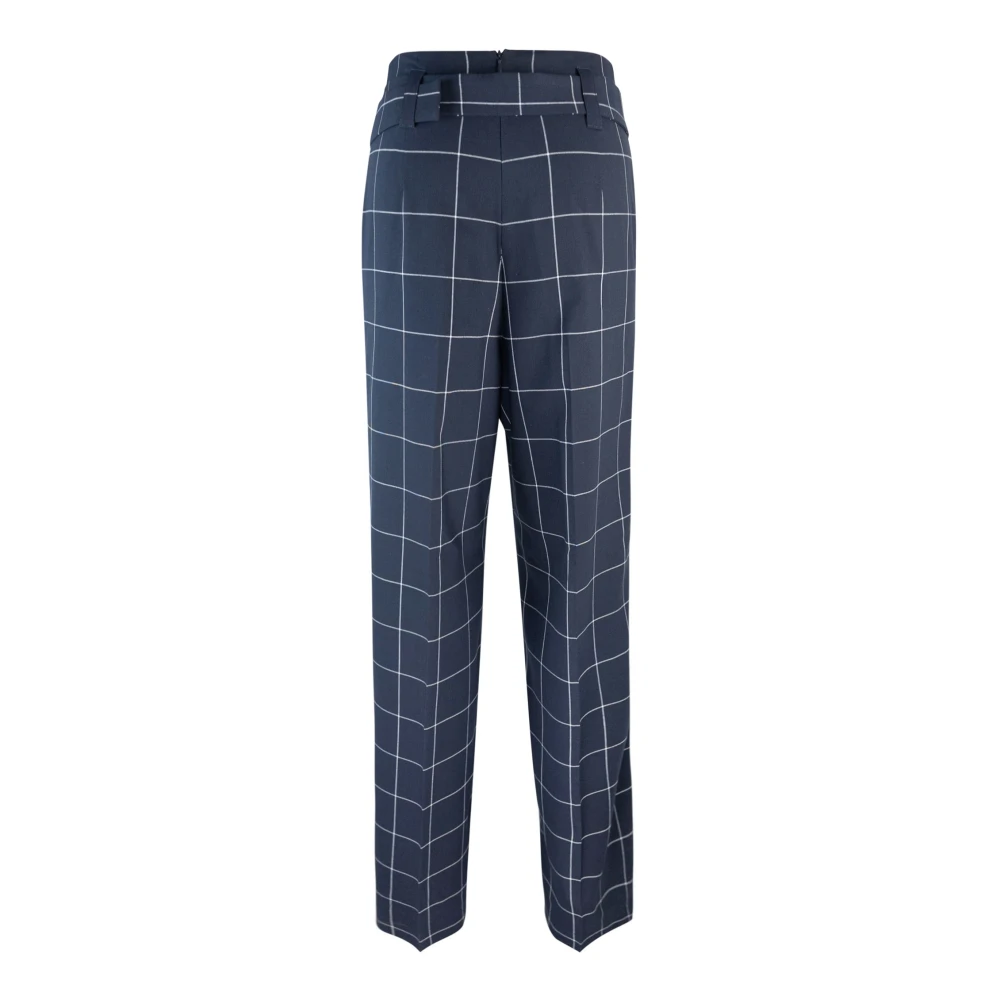 Liu Jo Hoge taille geruite broek blauw Blue Dames