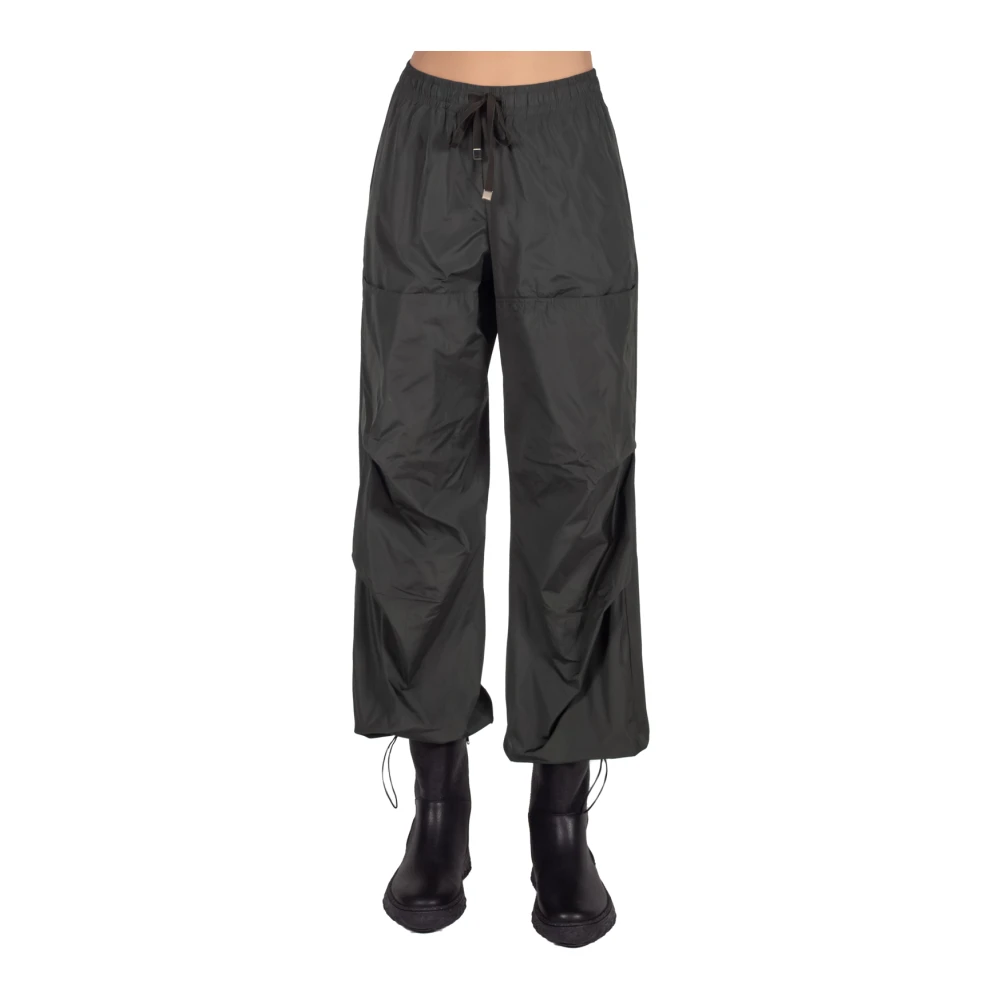 Liviana Conti Donkergroene Taffeta Trekkoordbroek Green Dames