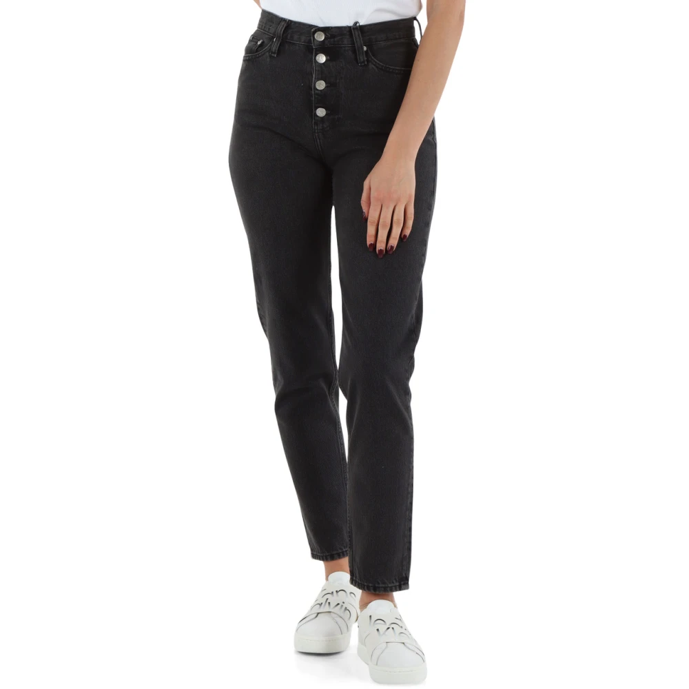 Calvin Klein Jeans Hoge Taille Mom Fit Jeans Black Dames
