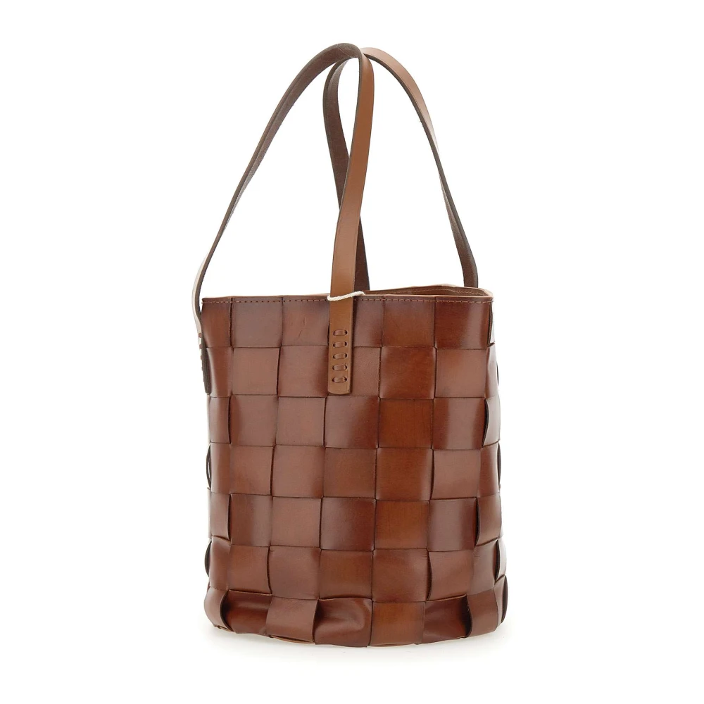 Dragon Diffusion Handgeweven leren emmerhandtas bruin Brown Dames