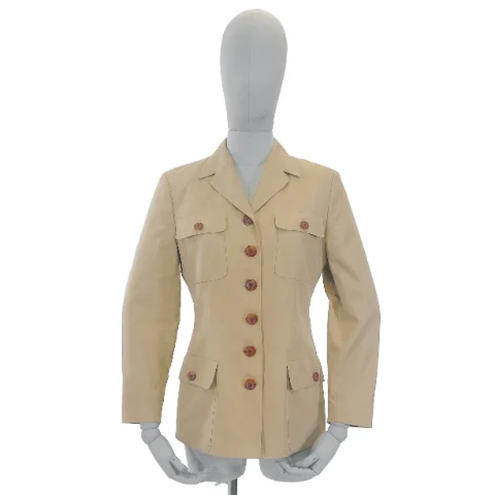 Versace Pre-owned Cotton outerwear Beige Dames