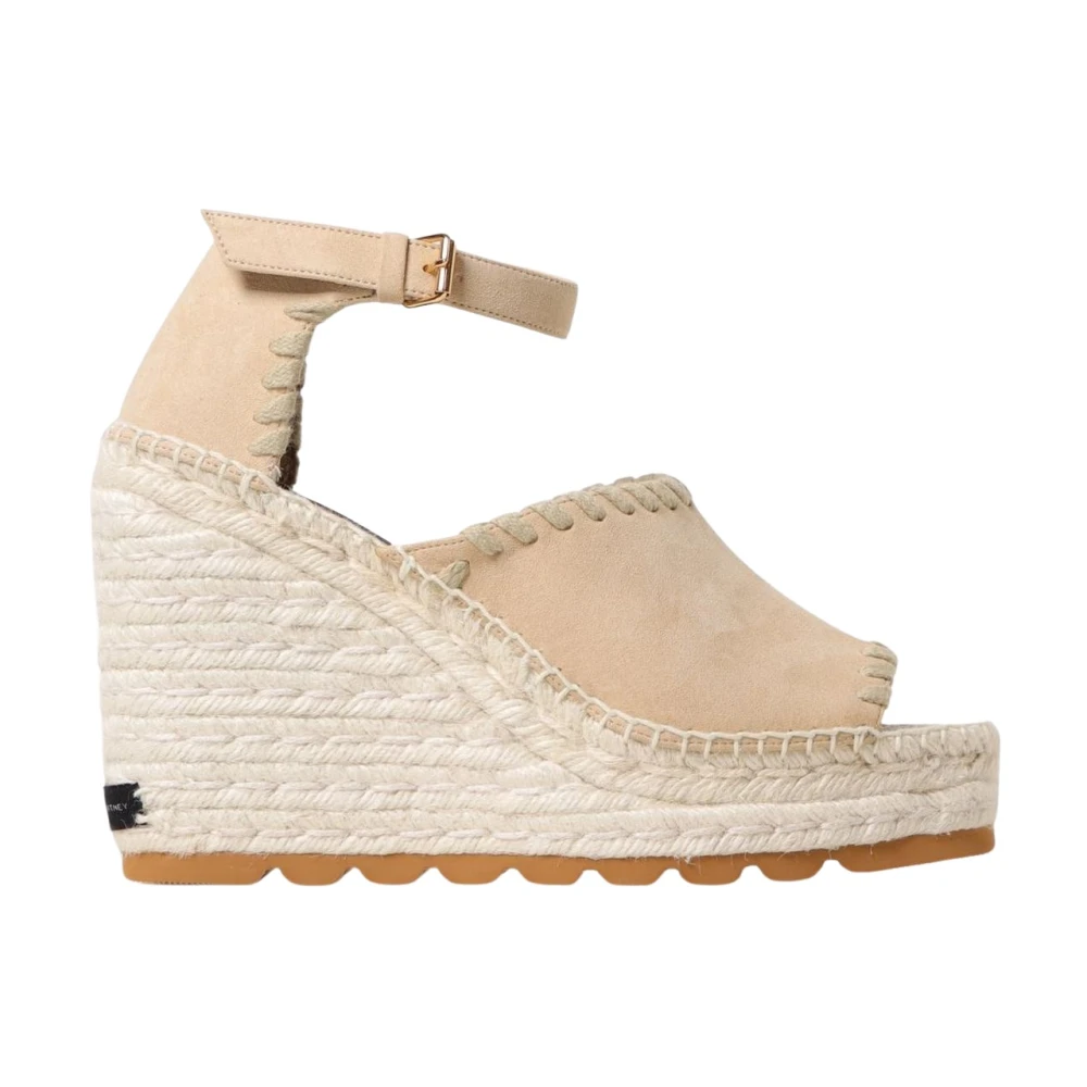 Stella Mccartney Women's Beige Chic Espadrille Wedge Sandals With Buckle