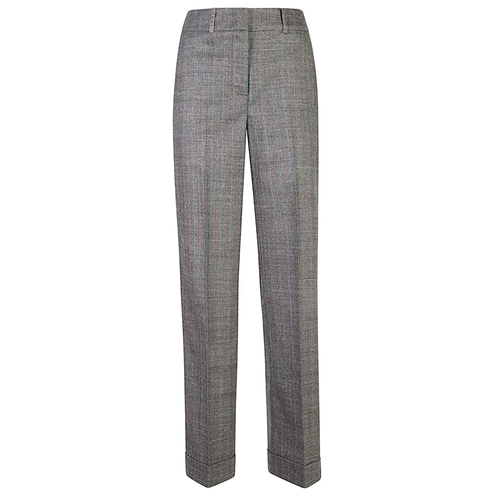 PESERICO Bruine Gestreepte Rechte Broek Gray Dames