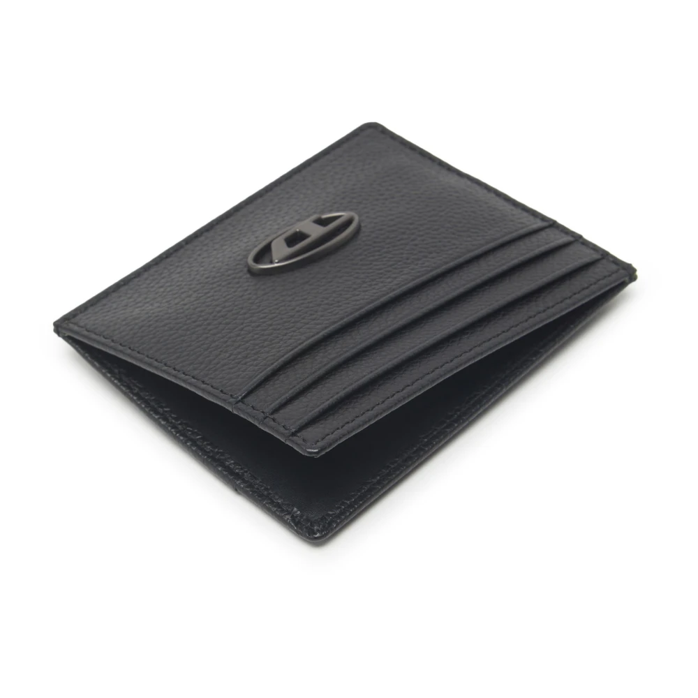 Diesel Card case in grained leather Black Heren