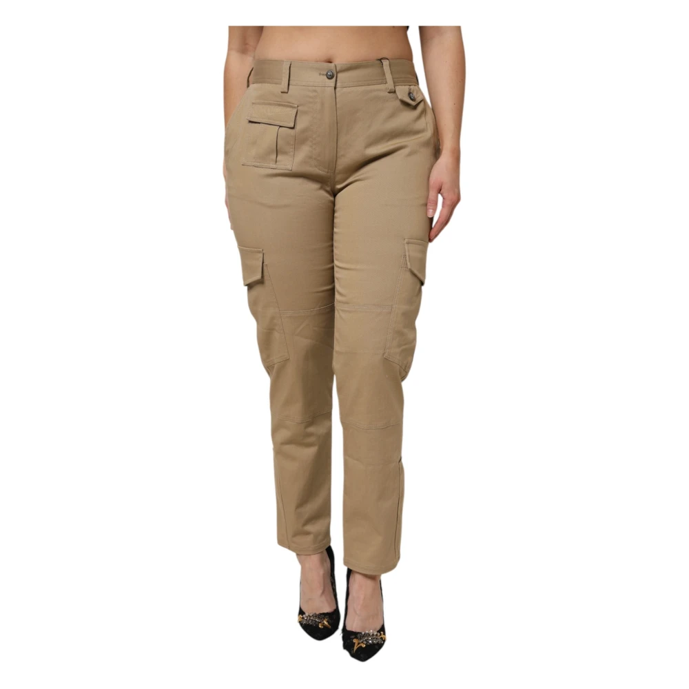 Dolce & Gabbana Women's Brown Cargo Tapered Trousers - Slim-Fit Trousers - S - Trousers