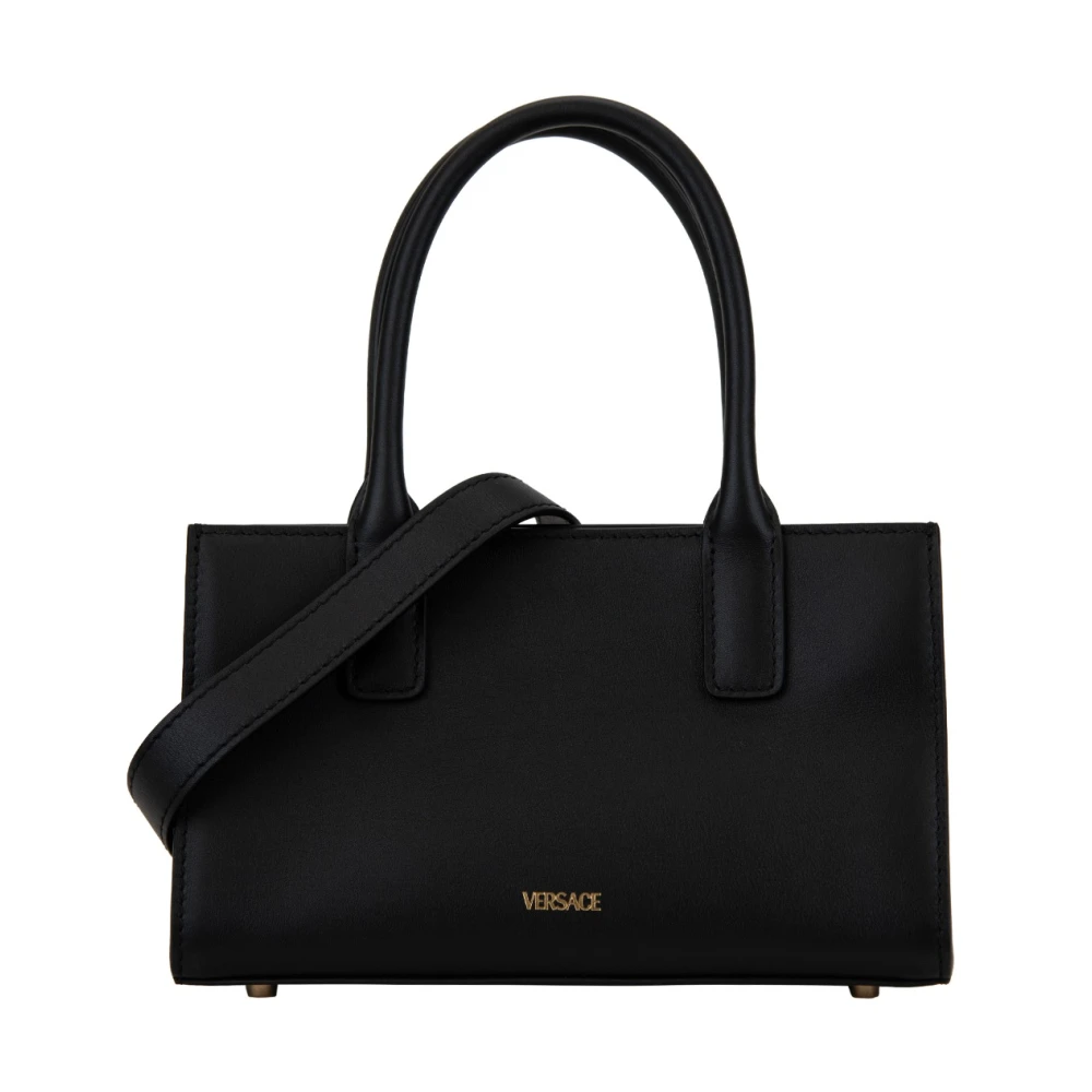 Versace Leren Dames Schoudertas Magnetische Knoop Black Dames