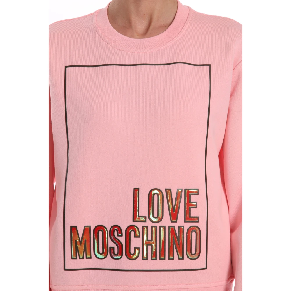 Love Moschino Grafische Print Logo T-Shirt Jurk Pink Dames