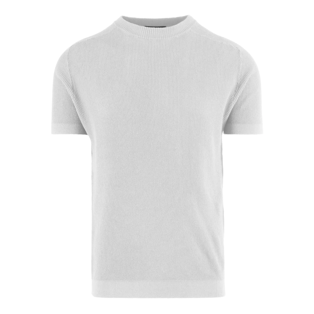 Bomboogie Men's White Round-Neck Knitwear, L, Cotton Crew Neck Jumper