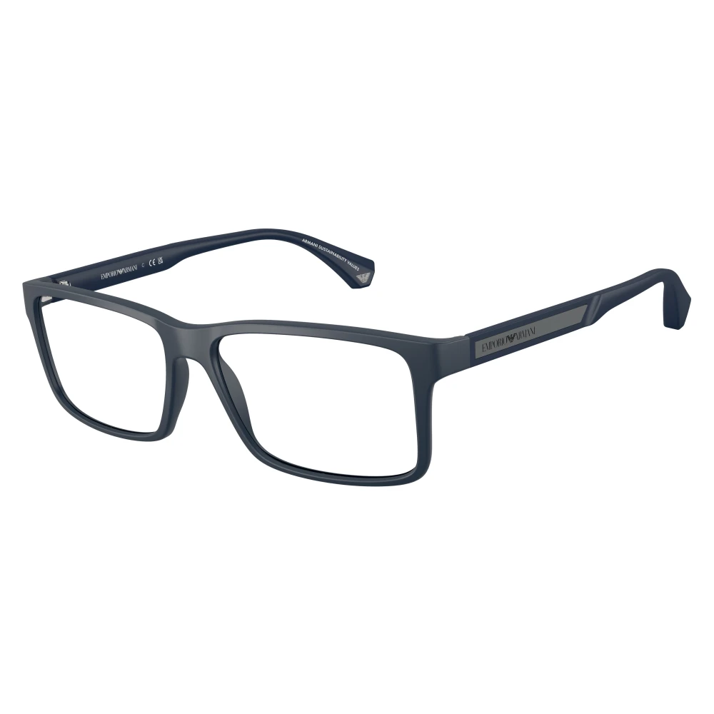 Emporio Armani Men's Blue Glasses, 56 Mm, Rectangle Optical Frame
