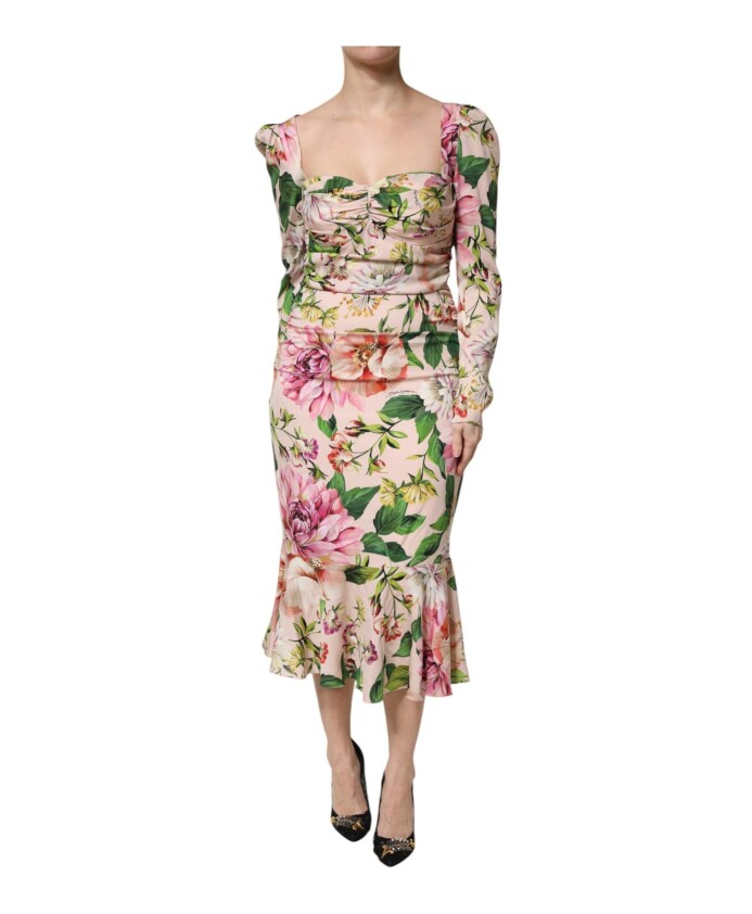 robe-midi-imprimee-florale-ourlet-sirene