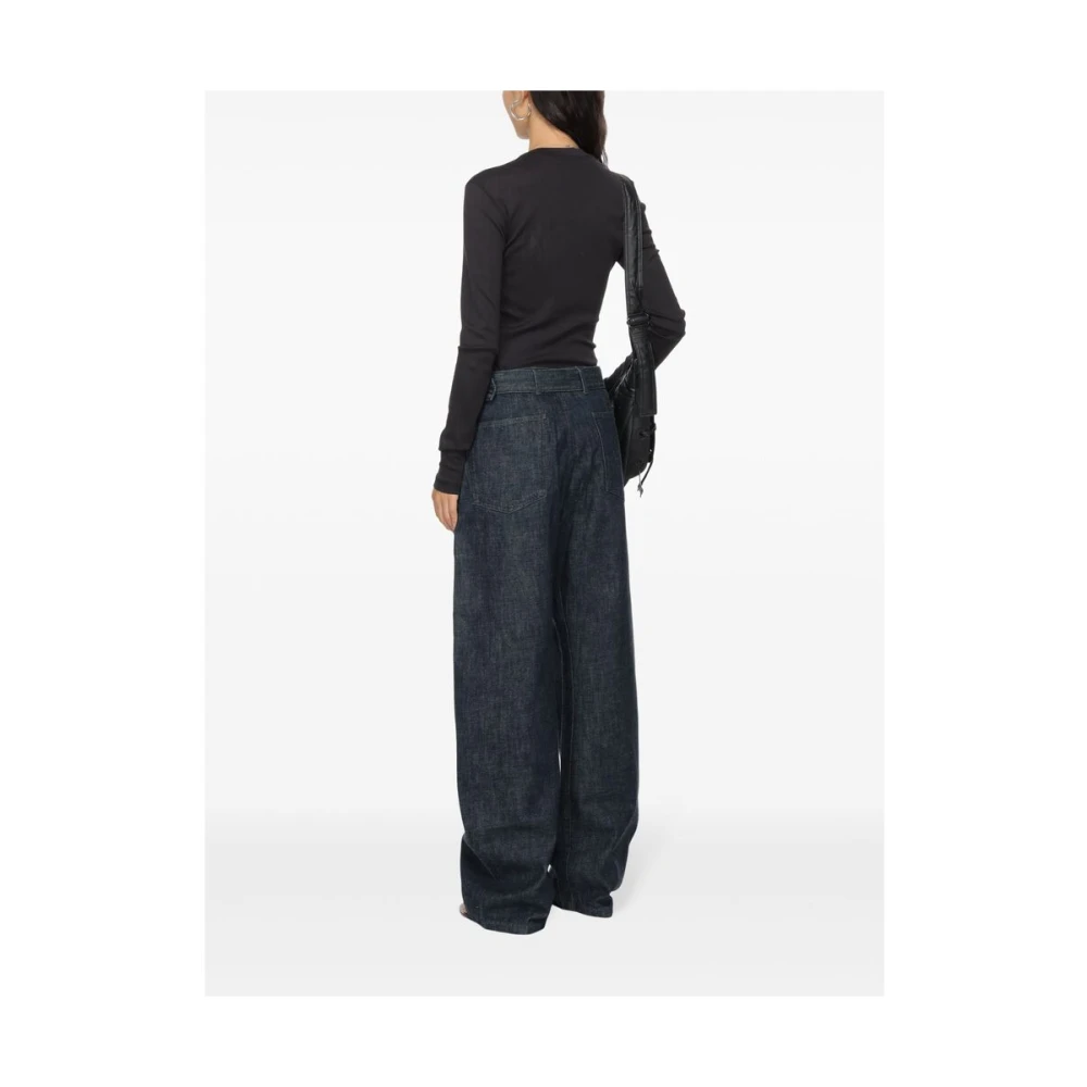 Lemaire Inktblauw Katoenen Jersey Ronde Hals Blue Dames