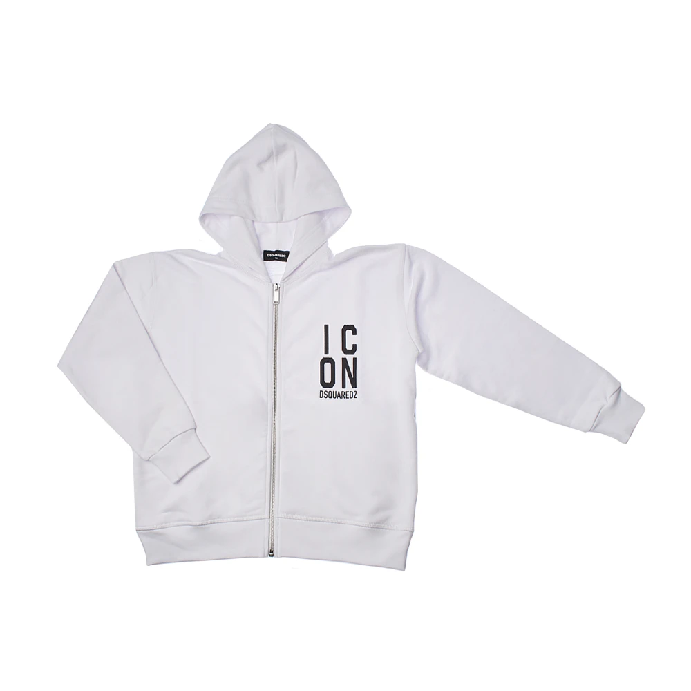 Dsquared2 Boys White Urban Icon Hoodie With Zipper Closure - Kids Sweatshirts - 8 Y - Kids
