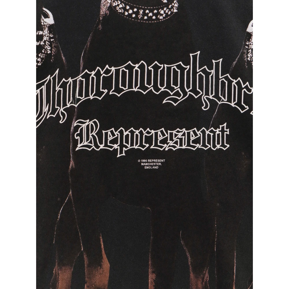 Represent Thoroughbred Print Katoenen T-shirt met Ronde Hals Black Heren