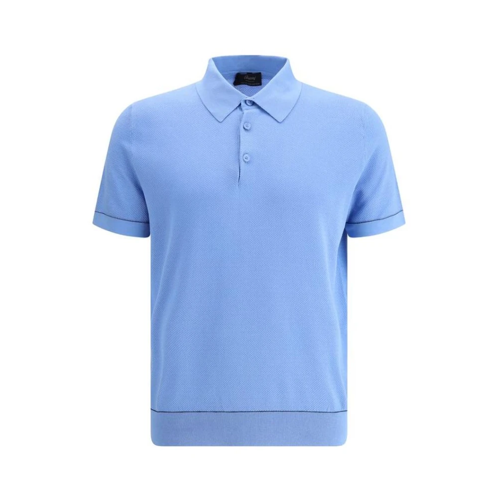 Brioni Slim Fit Gebreide Polo Shirt Blue Heren