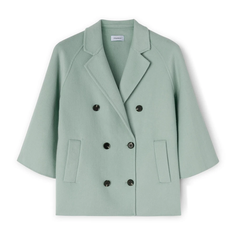 Motivi Donna Verde Cappotto Doppiopetto Misto Lana
