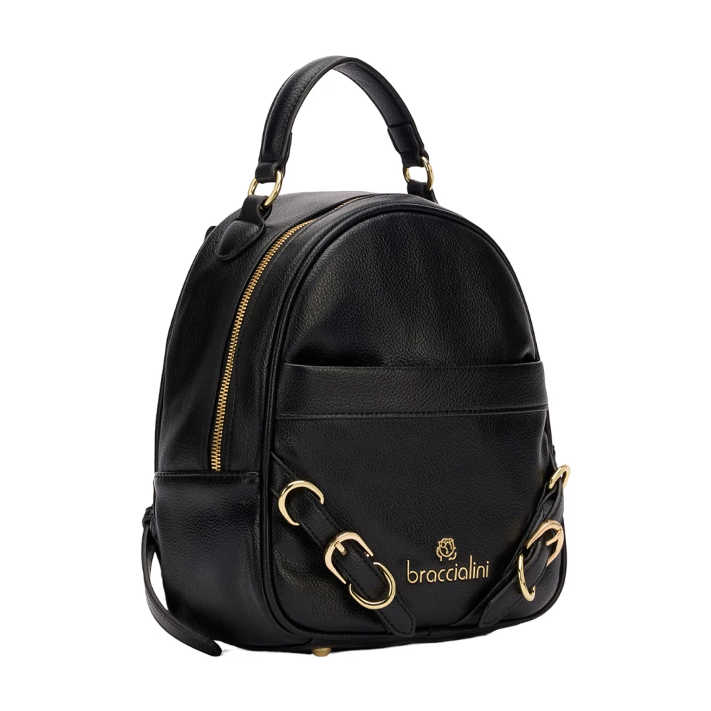 Braccialini Polyester rugzak met gouden details Black Dames
