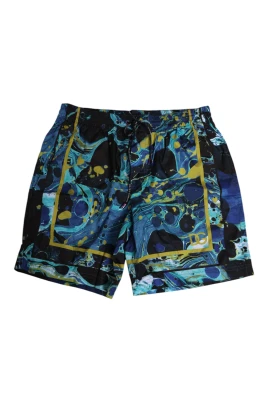 Blå Marmor Tryck Män Boxer Badkläder