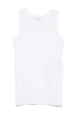 Vit Ärmlös Crew Neck Topp