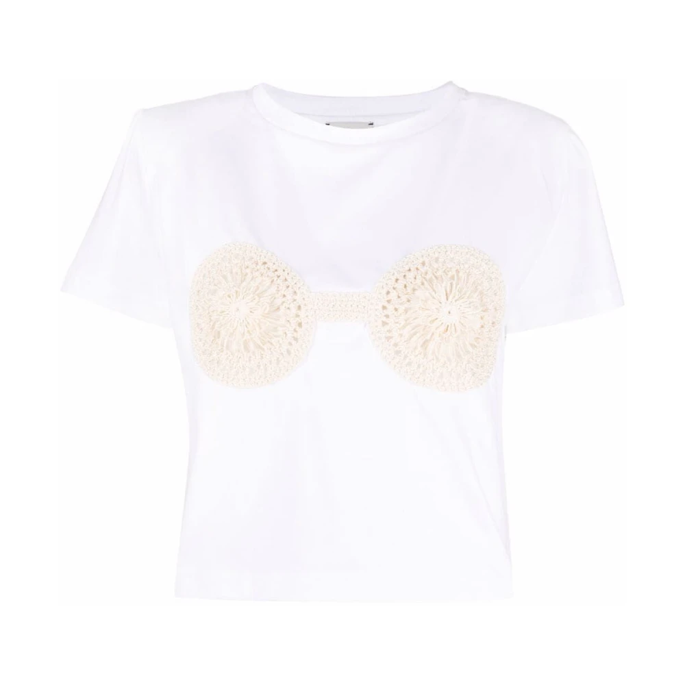 Magda Butrym Witte Iconic Cropped T-shirt White Dames
