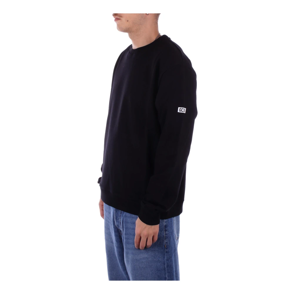 Gcds Zwarte Logo Sweater Unisex Katoen Black Heren