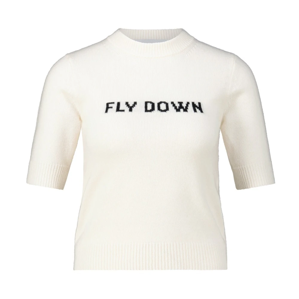 SPORTMAX Jacquard Logo Kasjmier Trui White Dames