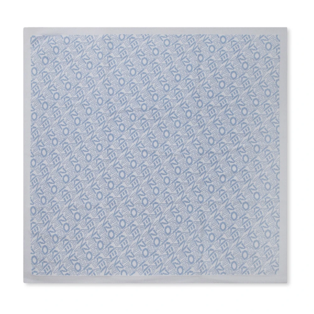 Kenzo Lichtblauw Gebreid Jacquard Deken Blue Unisex