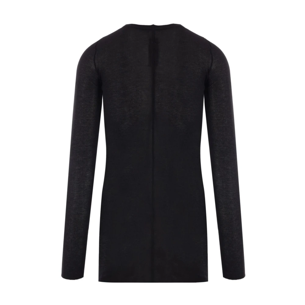 Rick Owens Geribbelde T-shirt met Lange Mouwen Black Heren
