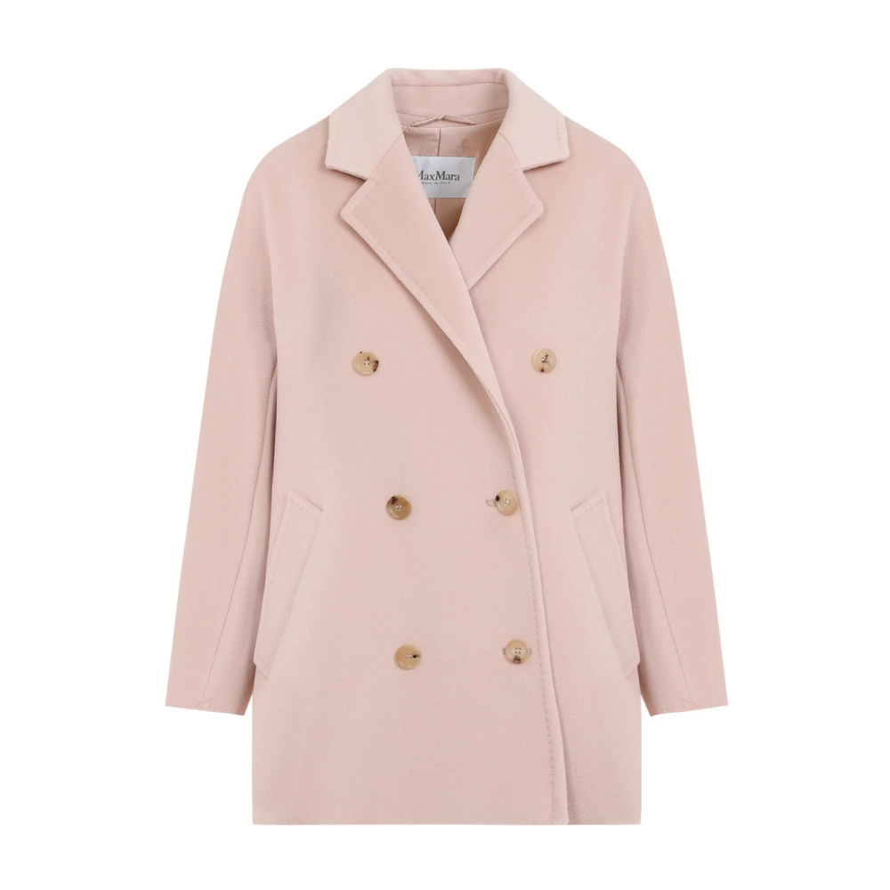 Max Mara Luxe Wol Kasjmier Jas Naakt Neutrals Pink Dames