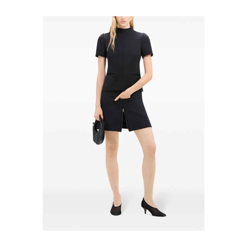 Courrèges Zwarte Twill Rits Rok Black Dames