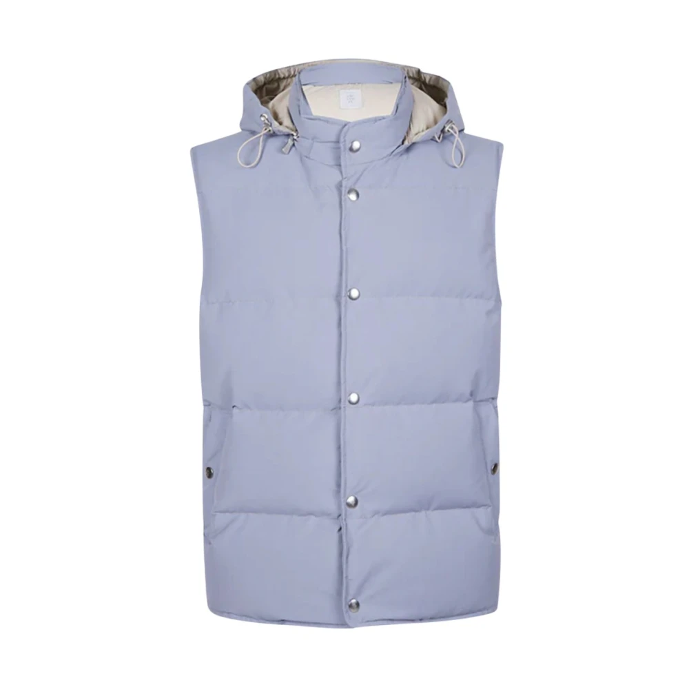 Eleventy Wollen Nylon Vest met Afneembare Capuchon Blue Heren