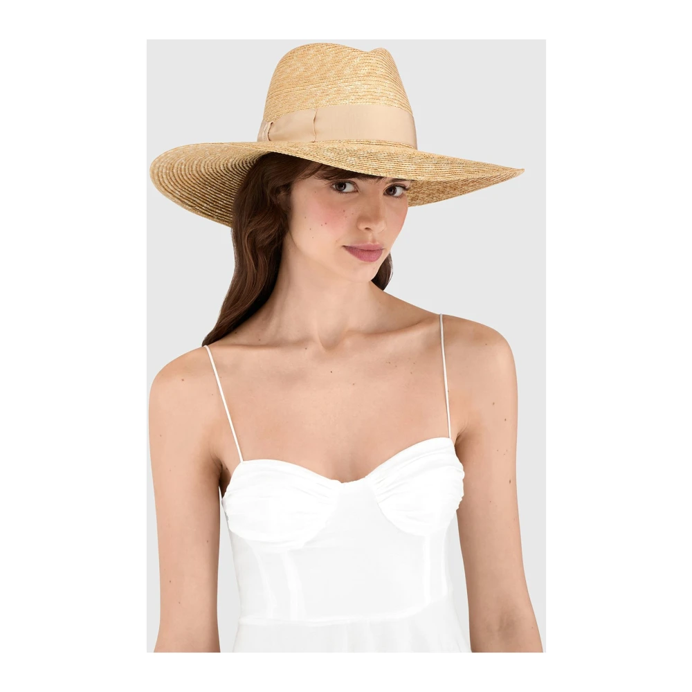 Borsalino Handgeweven strohoed met grosgrain band White Dames