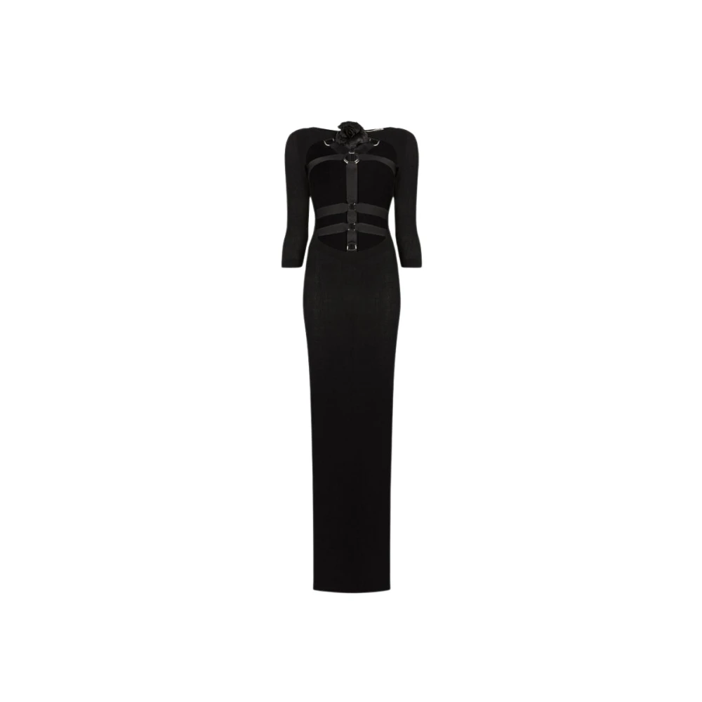 Roberto Cavalli Rose Embellished Harness Maxi Dress Black Dames