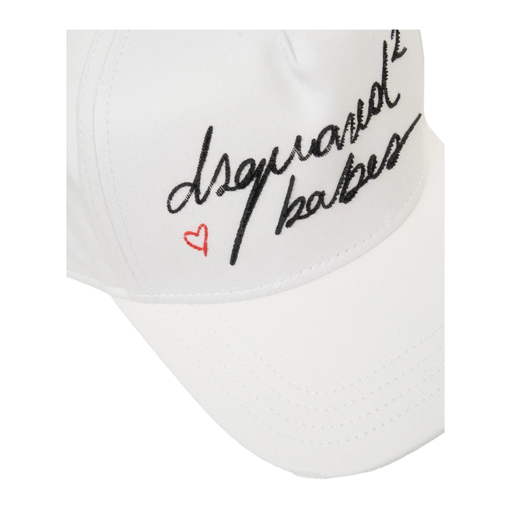 Dsquared2 Witte Distressed Baseball Cap Dames Accessoires White Dames