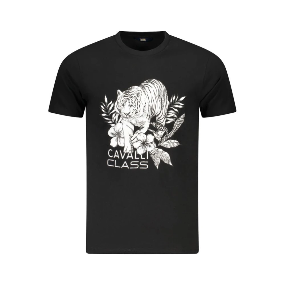 Cavalli Class Men's Black Cotton T-Shirt - T-Shirts - Xl- Tops