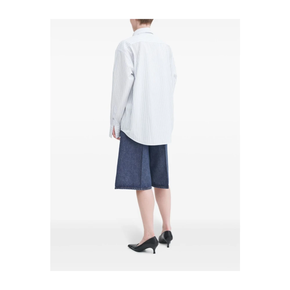 Filippa K Witte Gestreepte Katoenen Overhemd White Dames