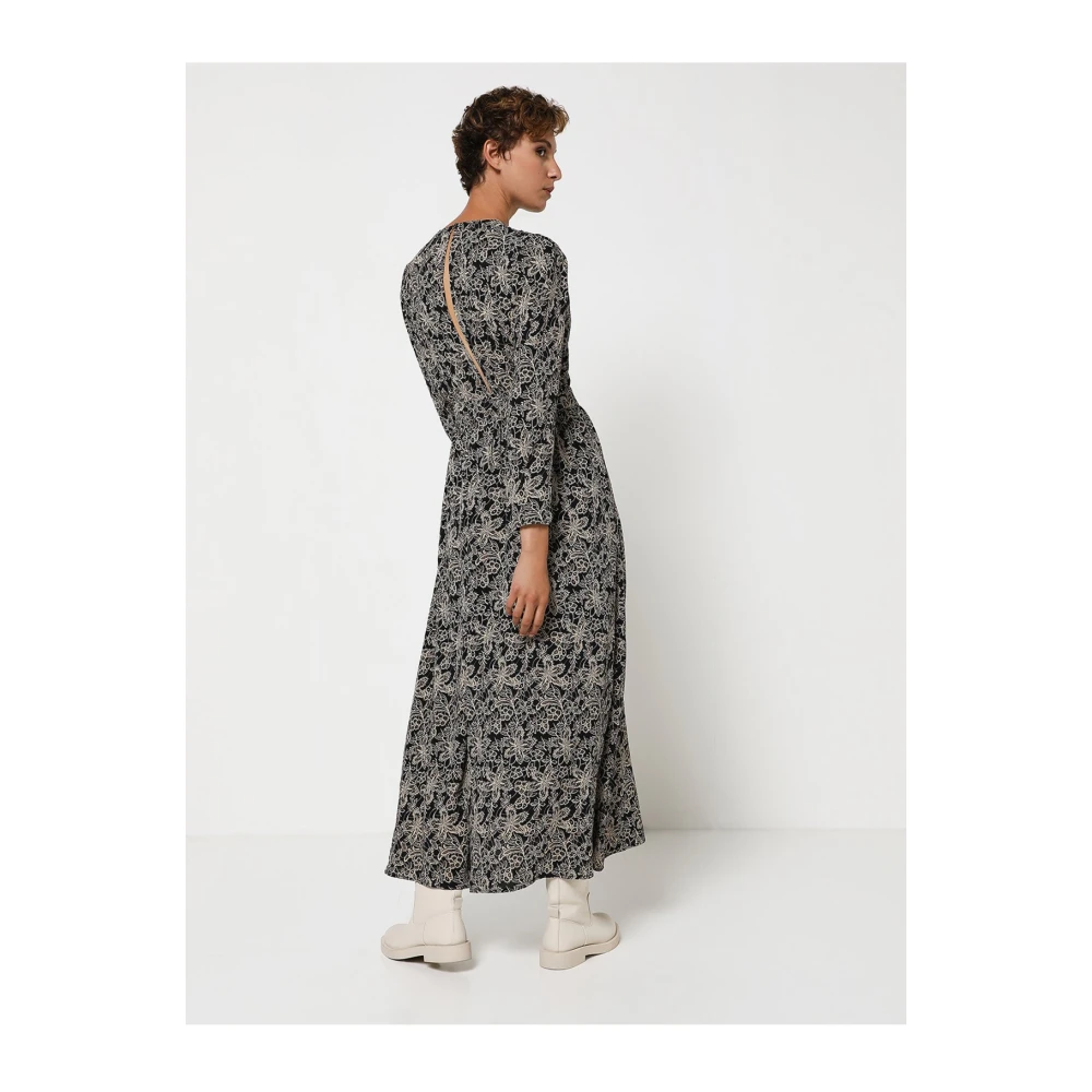 See u soon Gedrukte Lange Jurk V-Hals Open Rug Multicolor Dames