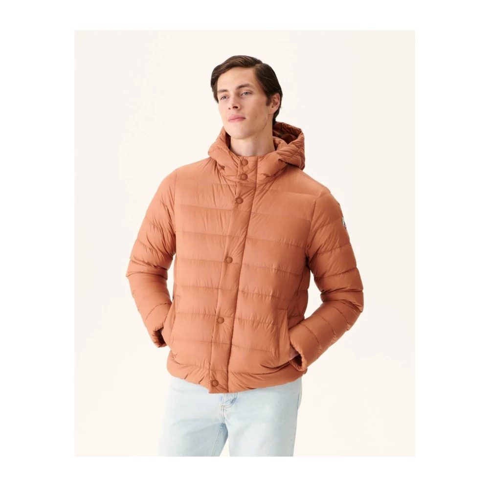 Jott Gewatteerde Jas met Capuchon Bruin Patch Logo Brown Heren