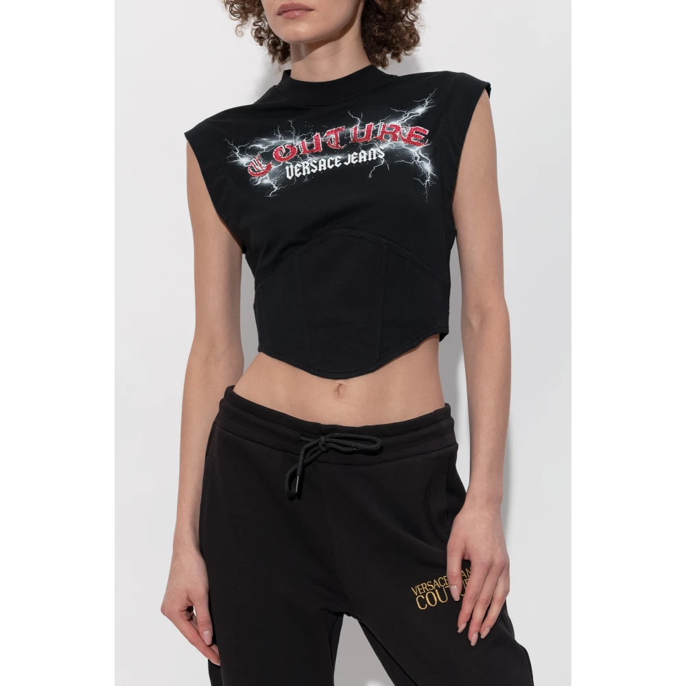 Versace Jeans Couture Mouwloze top Black Dames