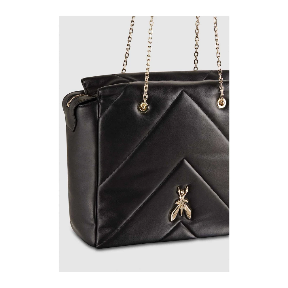 PATRIZIA PEPE Leren emmer tas met rits Black Dames