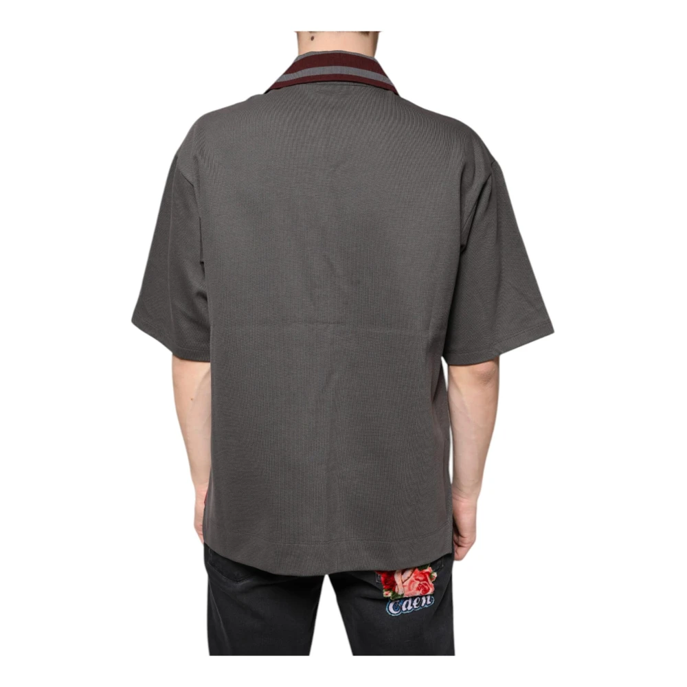 Dolce & Gabbana Grijze Geborduurde Polo T-shirt met Logo Gray Heren