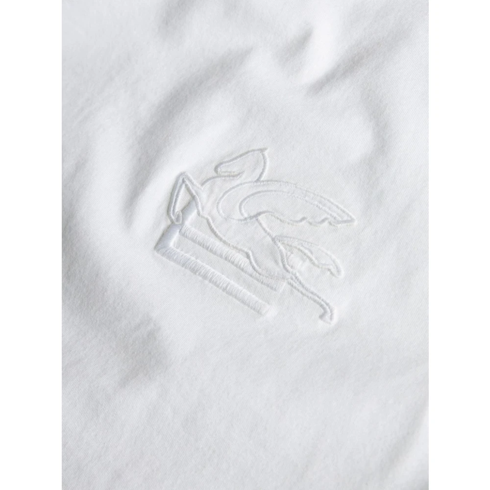 ETRO Geborduurd logo wit t-shirt White Heren