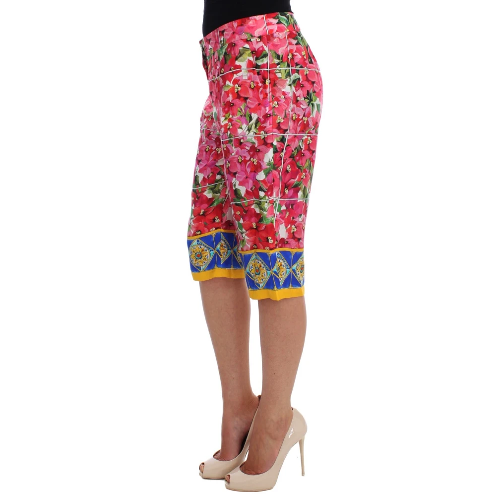 Dolce & Gabbana Luxe Bloemen Zijden Capri Broek Multicolor Dames