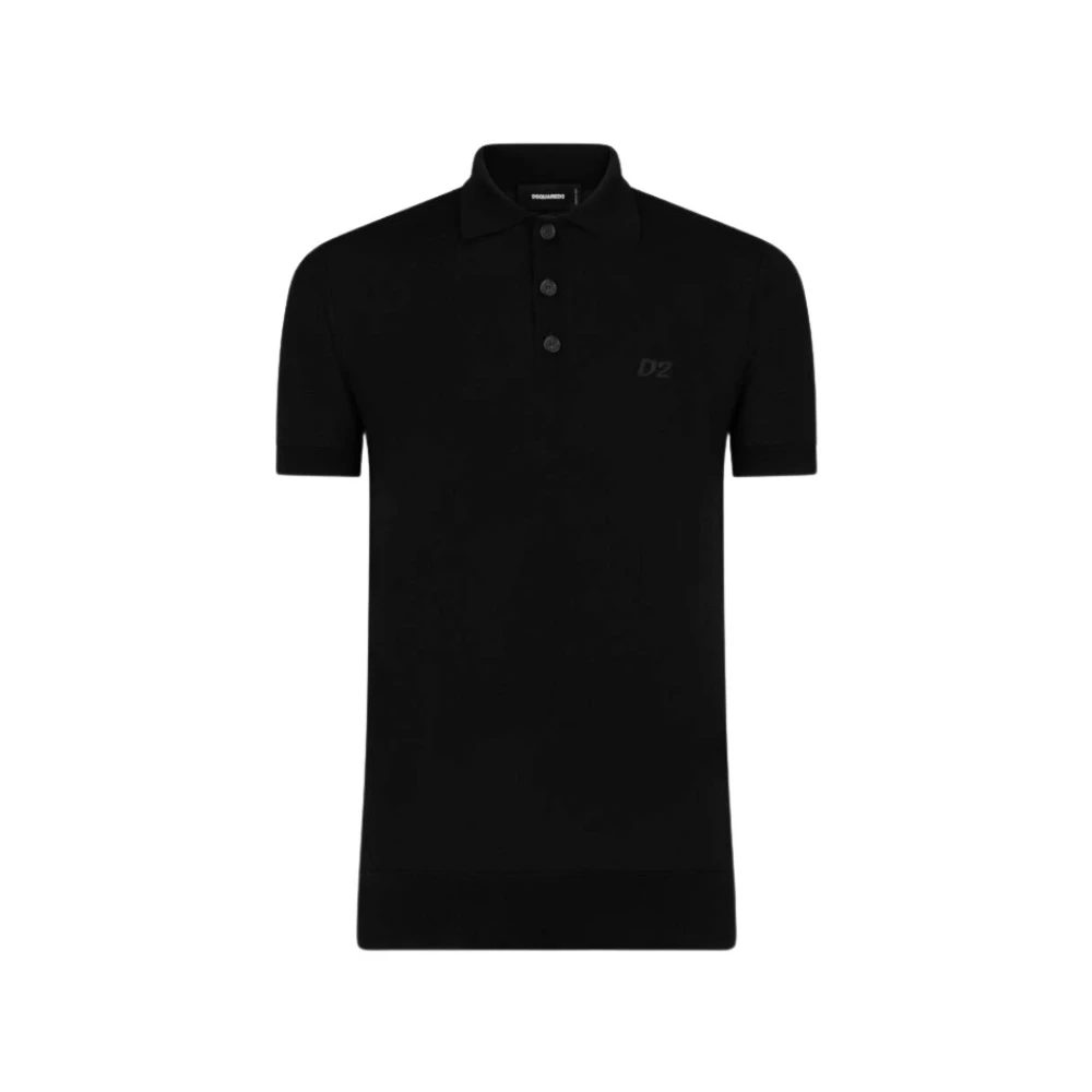 Dsquared2 Korte Mouw Gebreide Polo Black Heren